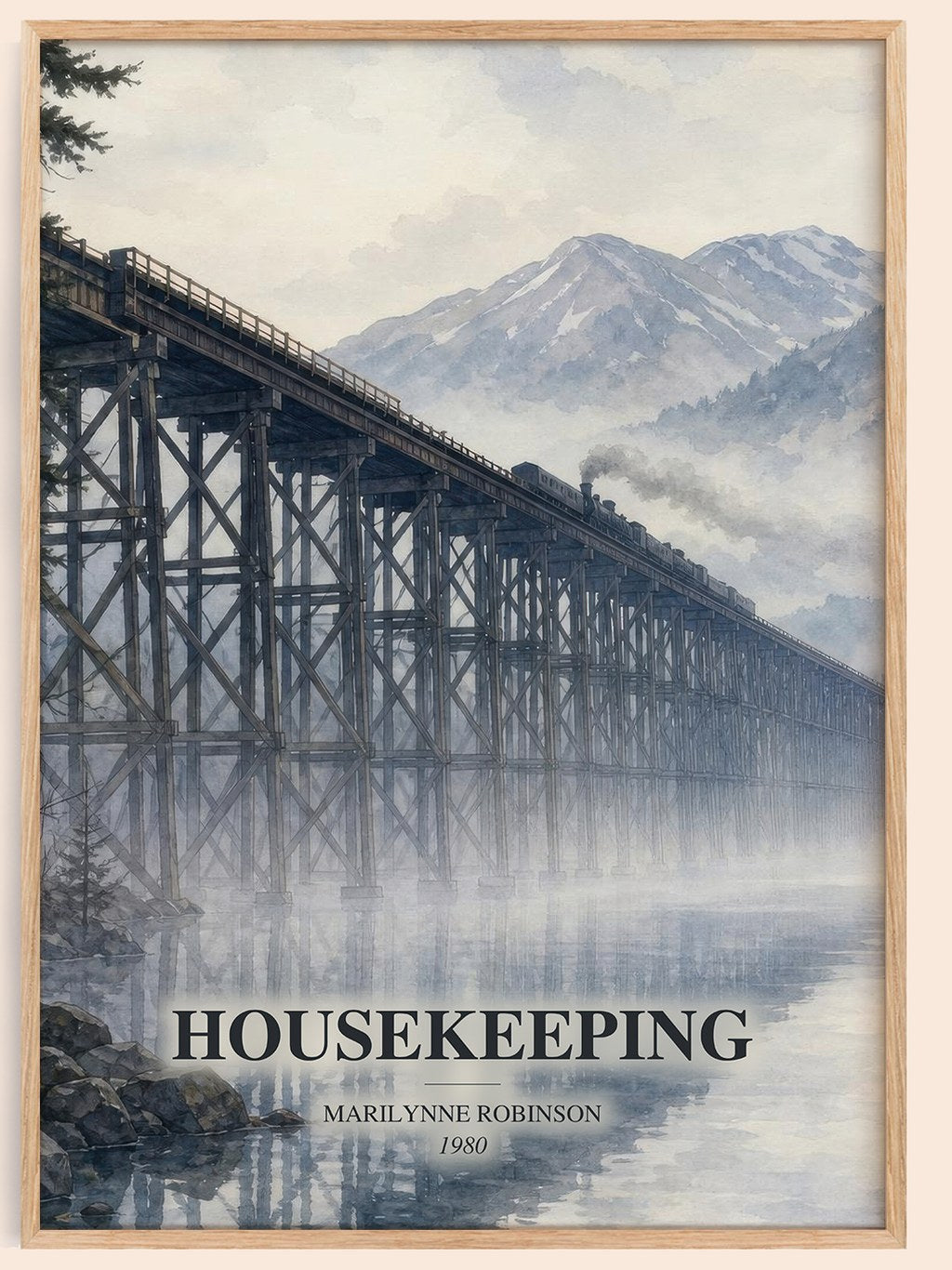 Housekeeping watercolour book poster by Marilynne Robinson – framed literary art print