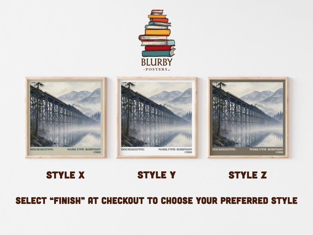 Housekeeping literary print in frame leaning in hallway – literary fiction wall art (mockup)