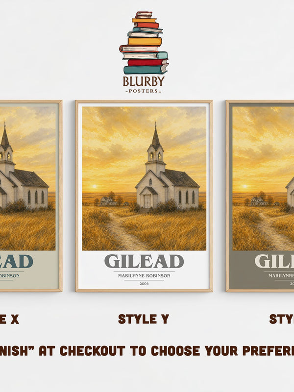 Gilead book cover print in frame leaning in hallway – literary fiction wall art