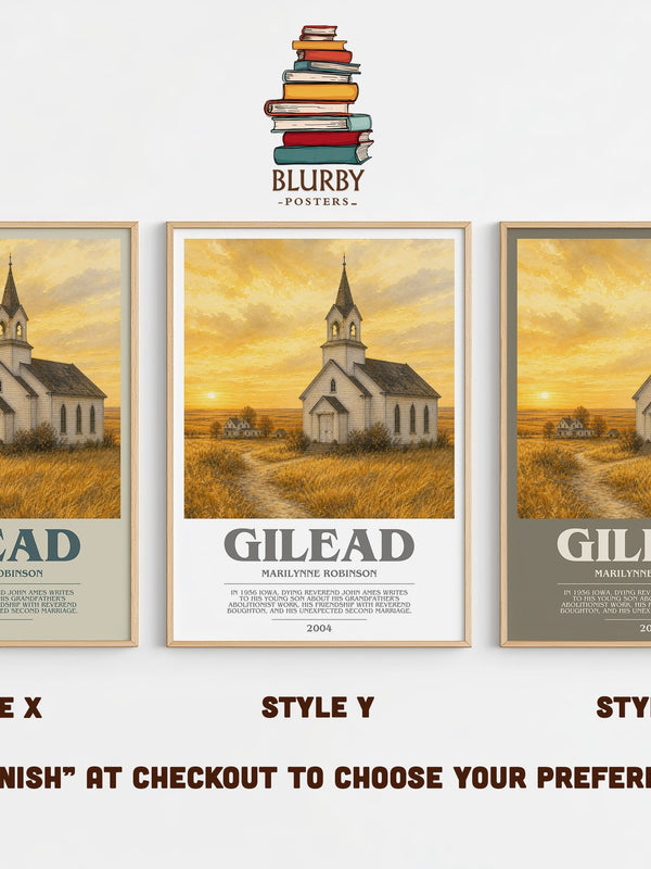 Gilead bookish print in frame leaning in hallway – literary fiction wall art