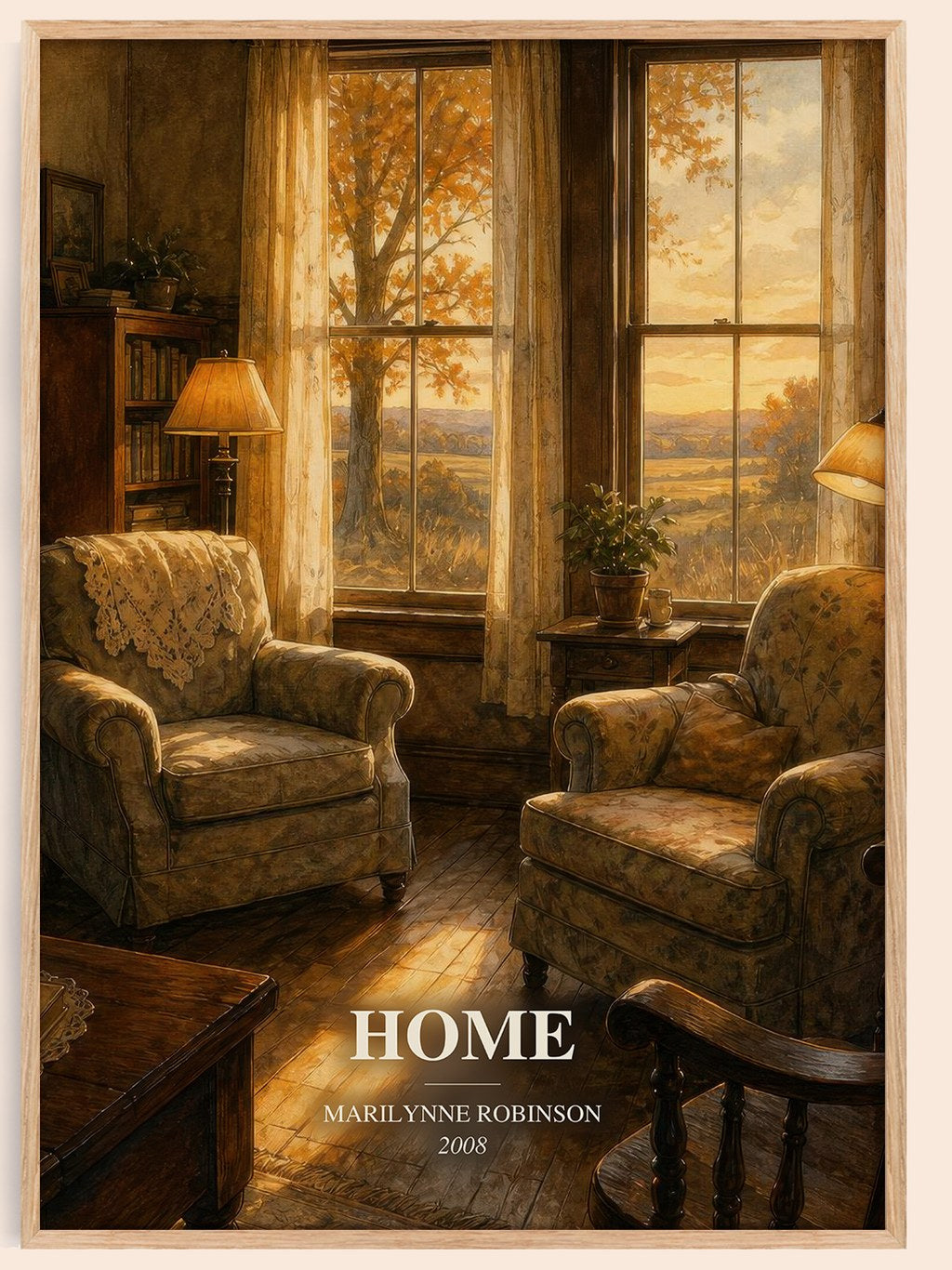Home watercolour book poster by Marilynne Robinson – framed literary art print