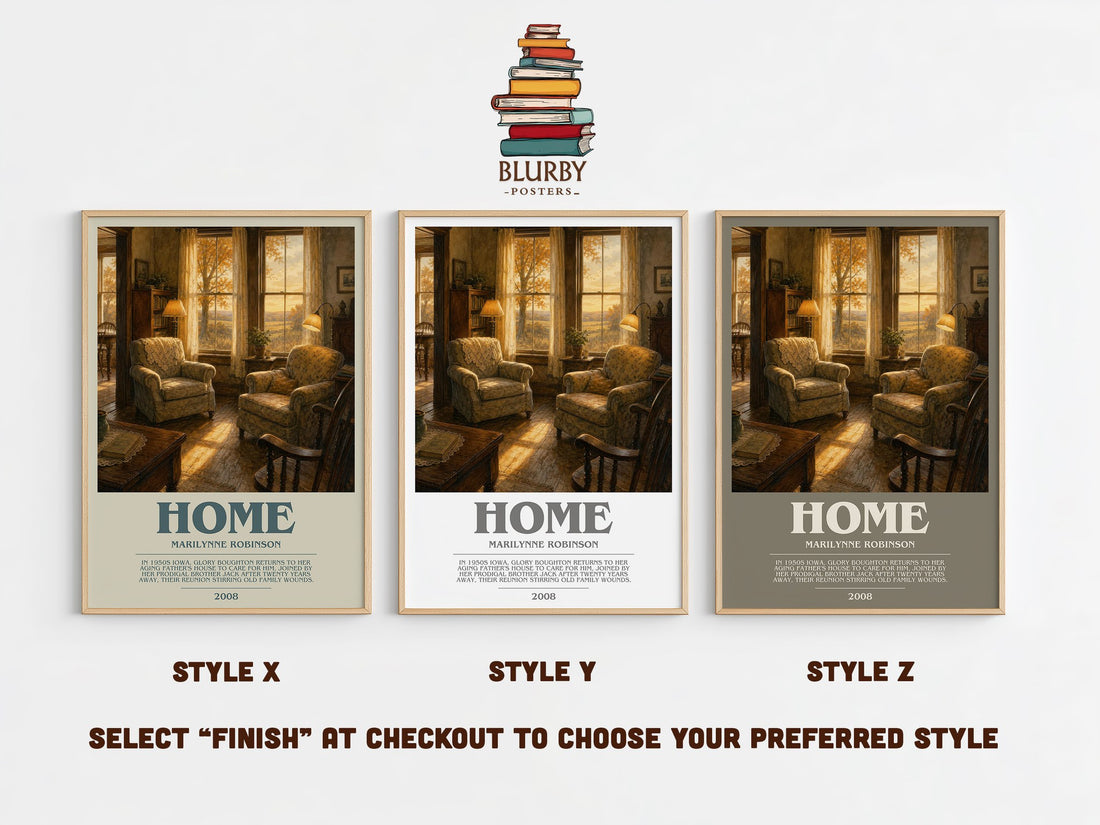 Home bookish print in frame leaning in hallway – literary fiction wall art (mockup)