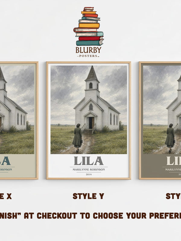 Lila book cover print in frame leaning in hallway – literary fiction wall art