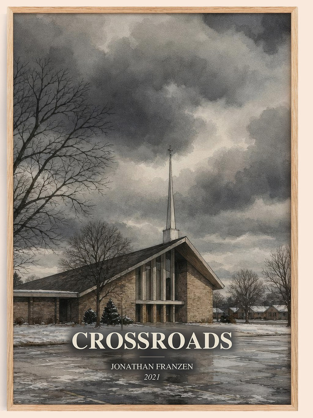 Crossroads watercolour book poster by Jonathan Franzen – framed literary art print