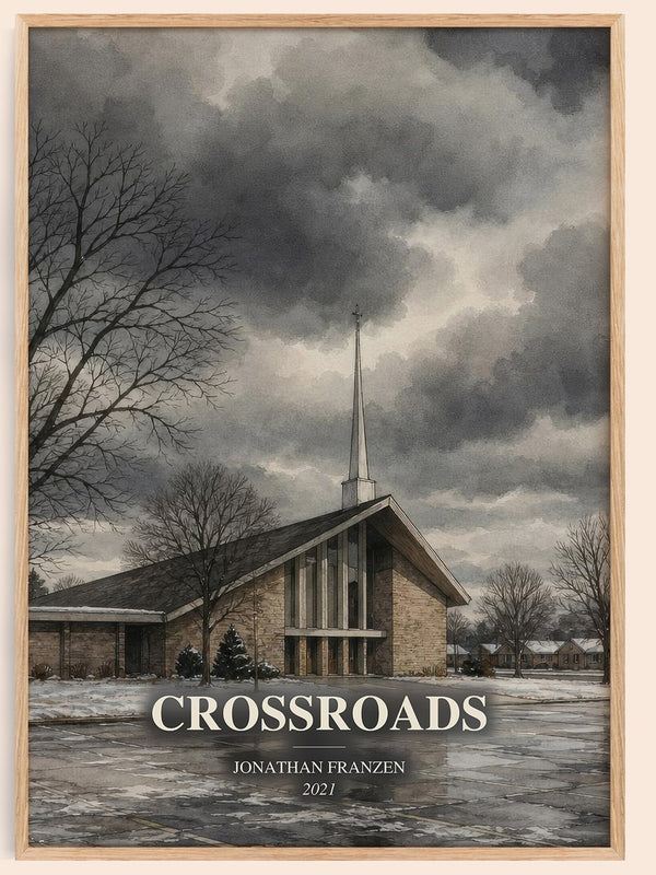 Crossroads watercolour book poster by Jonathan Franzen – framed literary art print