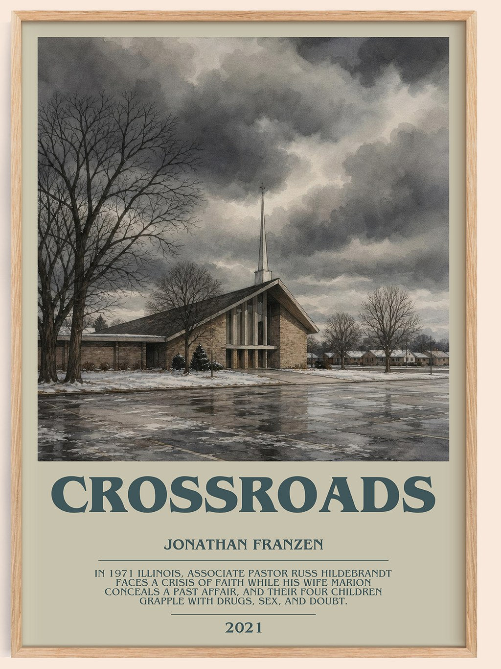 Crossroads bookish book poster by Jonathan Franzen – framed literary art print