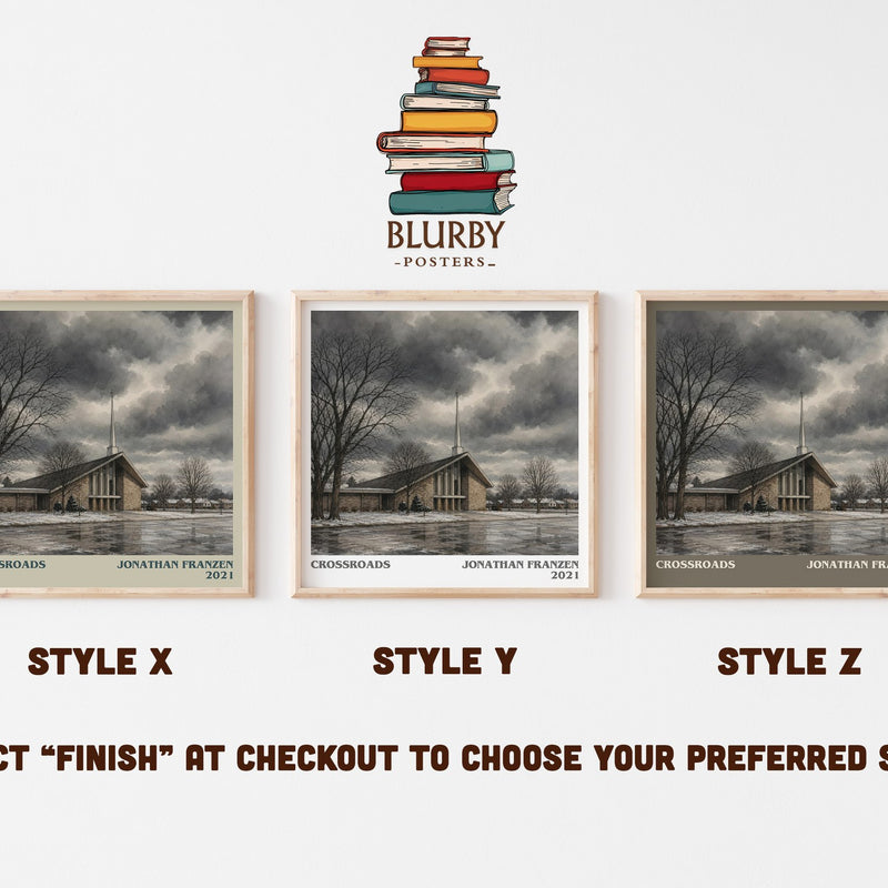 Crossroads literary print in frame leaning in hallway – literary fiction wall art