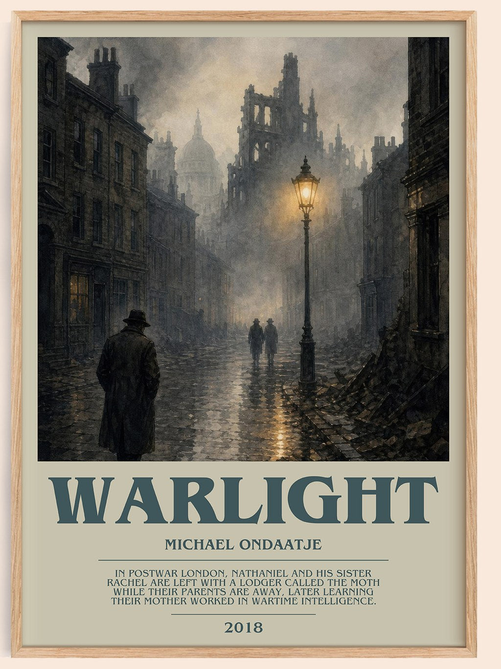 Warlight bookish book poster by Michael Ondaatje – framed literary art print