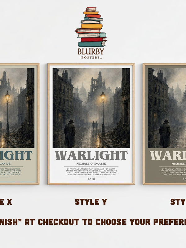 Warlight bookish print in frame leaning in hallway – literary fiction wall art