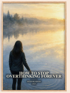 How To Stop Overthinking Forever watercolour book poster by Rithvik Singh – framed literary art print