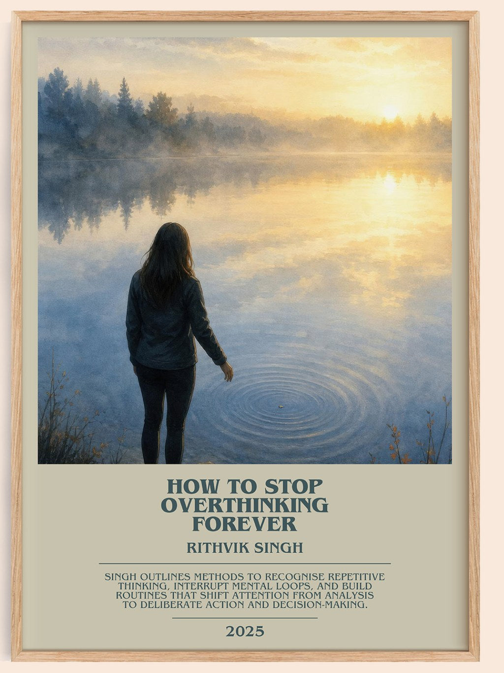 How To Stop Overthinking Forever bookish book poster by Rithvik Singh – framed literary art print