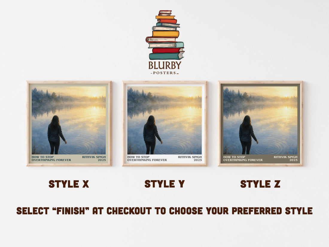 How To Stop Overthinking Forever literary print in frame leaning in hallway – non fiction wall art (mockup)