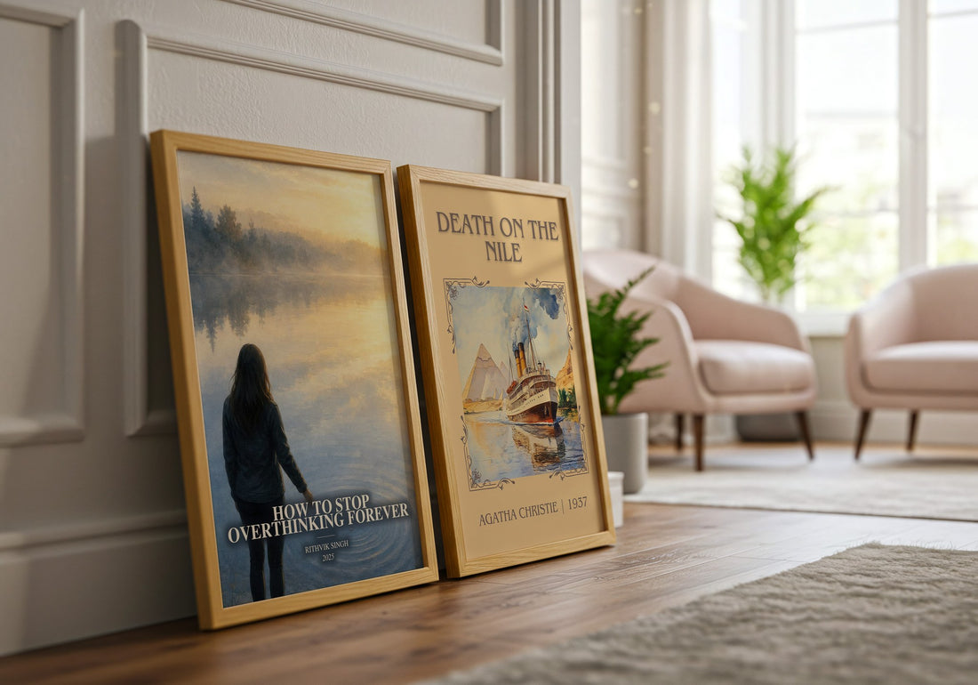 How To Stop Overthinking Forever watercolour print framed by window – literary home decor