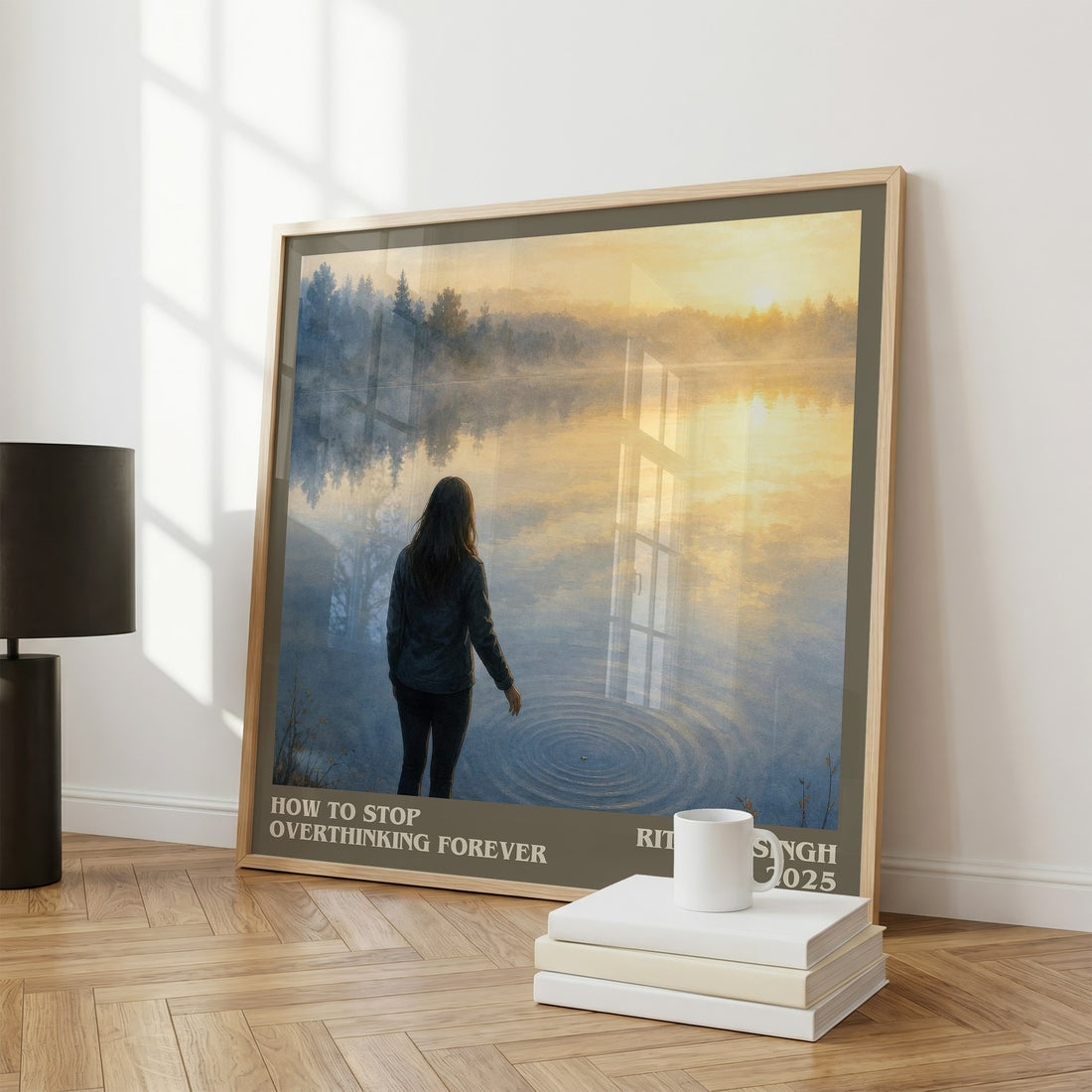 How To Stop Overthinking Forever literary print framed by window – literary home decor