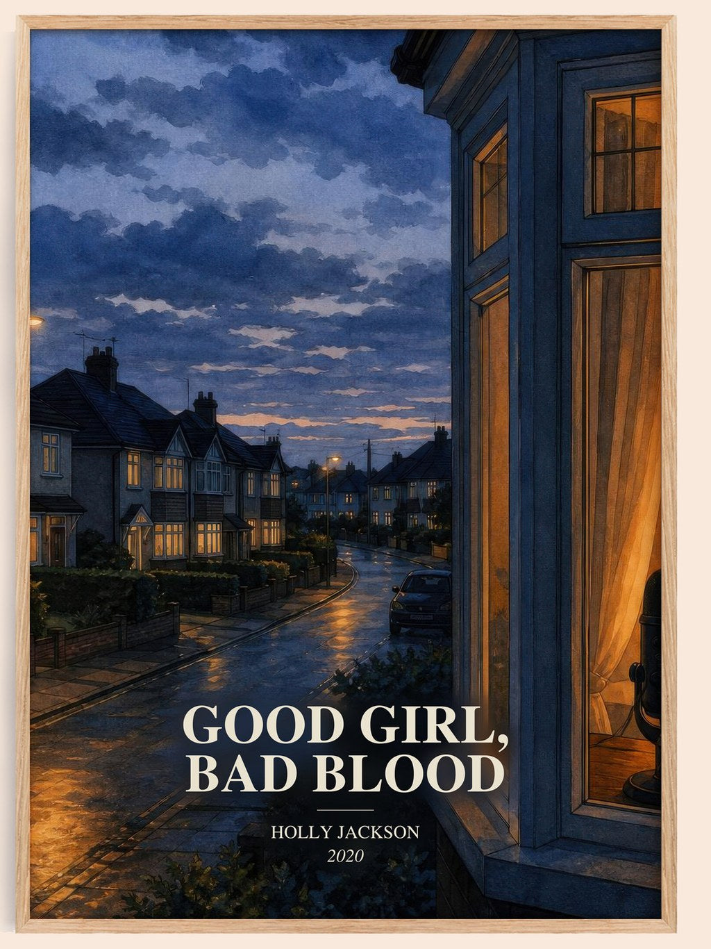 Good Girl, Bad Blood watercolour book poster by Holly Jackson – framed literary art print