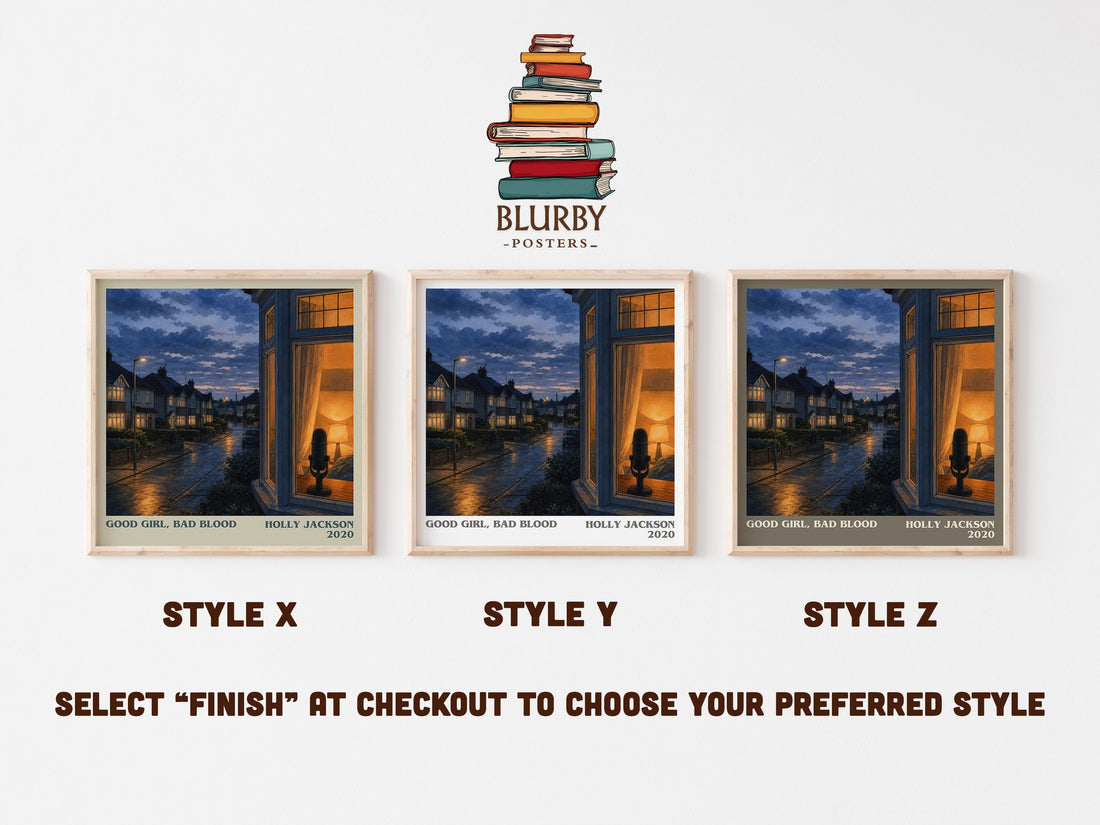 Good Girl, Bad Blood literary print in frame leaning in hallway – young adult wall art (mockup)