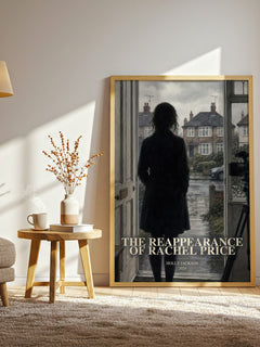 The Reappearance of Rachel Price watercolour print in frame leaning in hallway – thriller wall art
