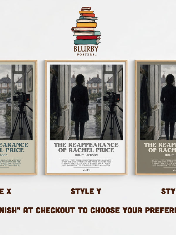 The Reappearance of Rachel Price bookish print in frame leaning in hallway – thriller wall art