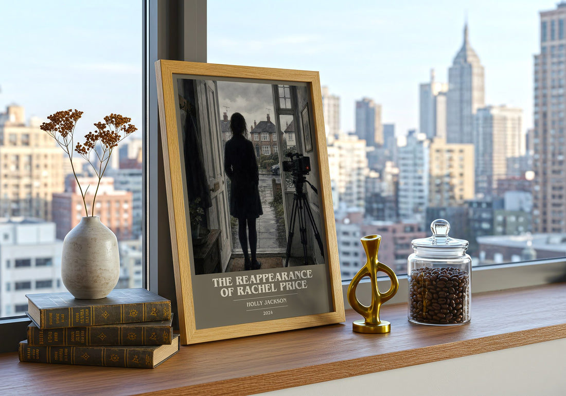 The Reappearance of Rachel Price book cover print framed by window – literary home decor