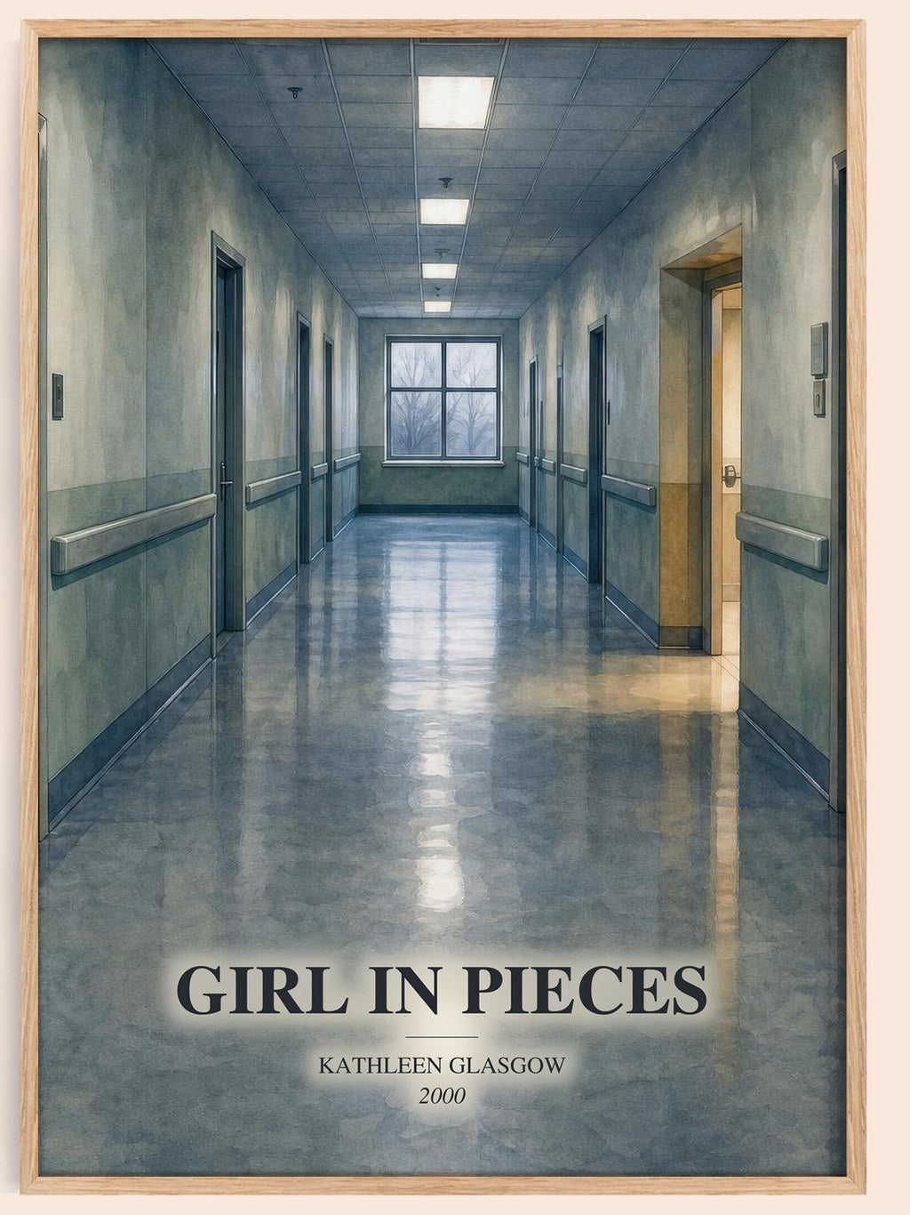 Girl in Pieces watercolour book poster by Kathleen Glasgow – framed literary art print