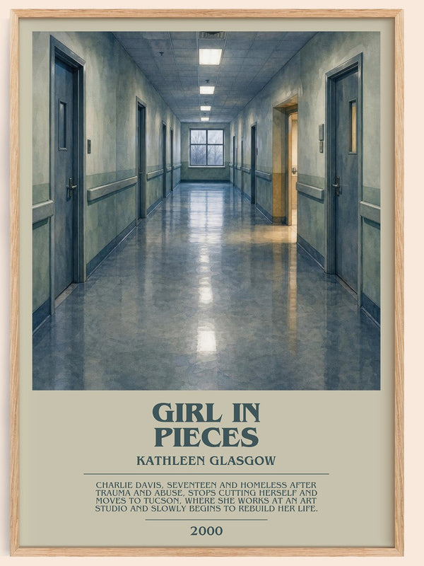 Girl in Pieces bookish book poster by Kathleen Glasgow – framed literary art print