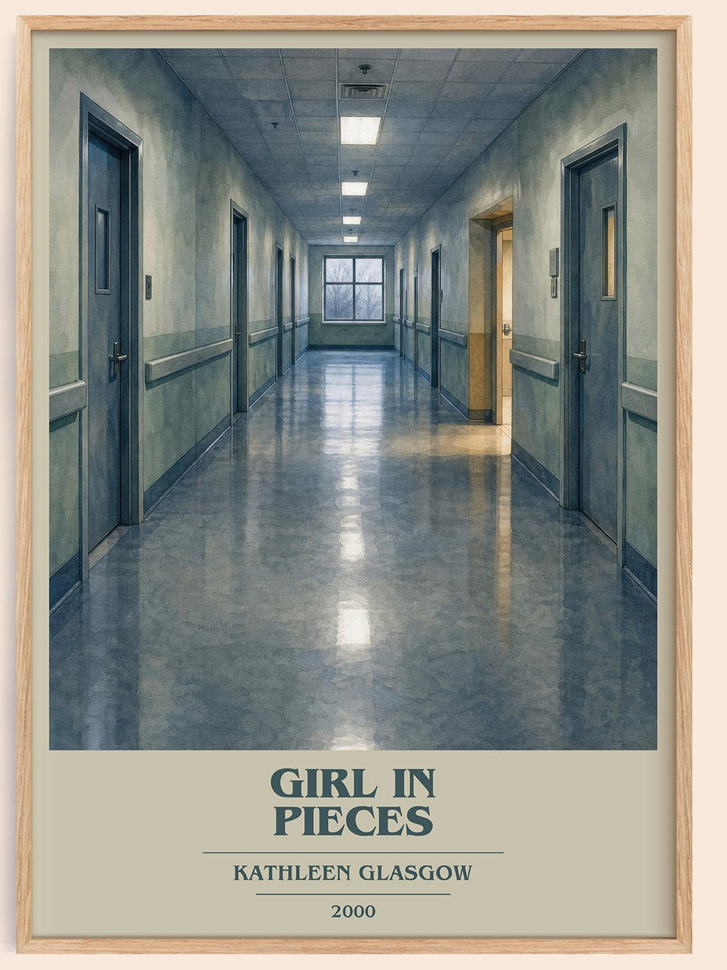 Girl in Pieces book cover book poster by Kathleen Glasgow – framed literary art print