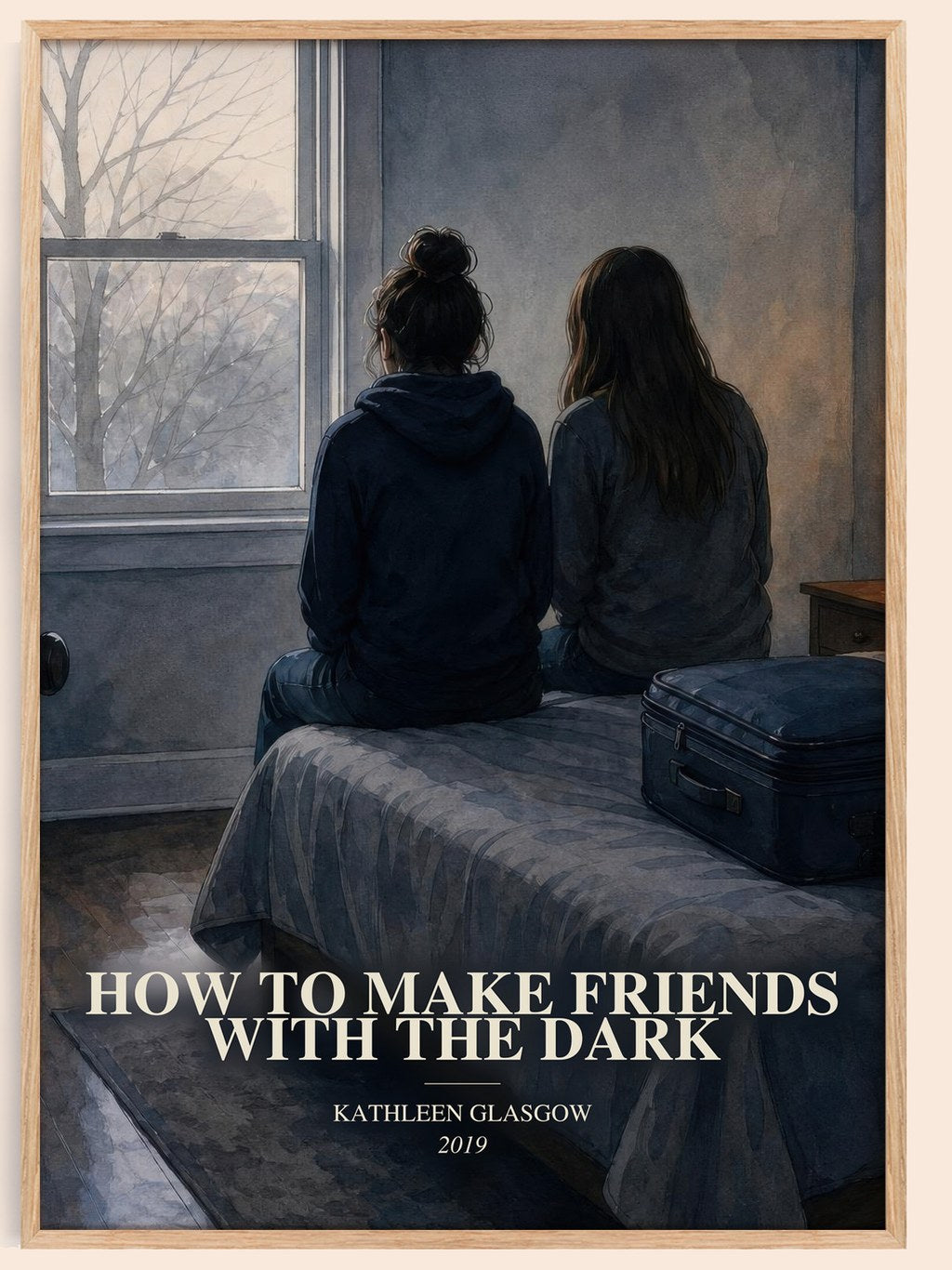 How to Make Friends with the Dark watercolour book poster by Kathleen Glasgow – framed literary art print