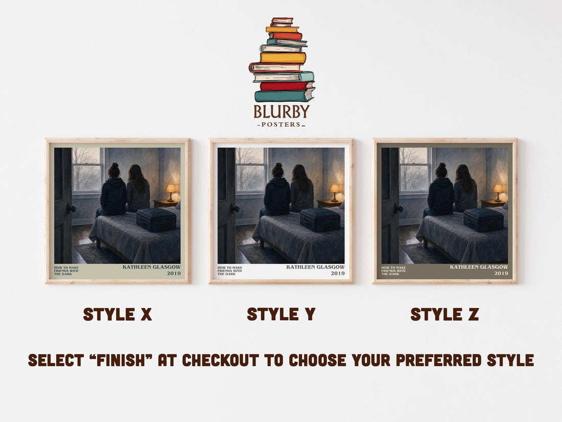 How to Make Friends with the Dark literary print in frame leaning in hallway – young adult wall art (mockup)