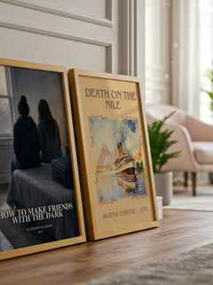 How to Make Friends with the Dark watercolour print framed by window – literary home decor