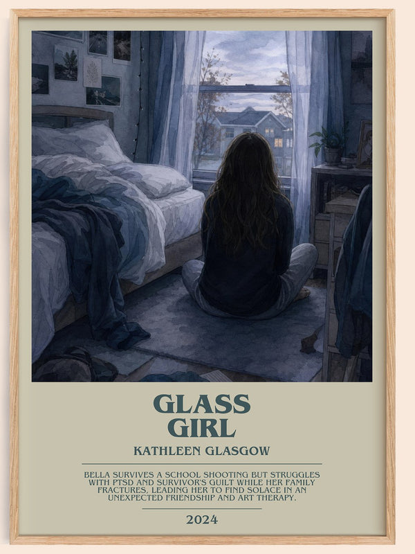Glass Girl bookish book poster by Kathleen Glasgow – framed literary art print