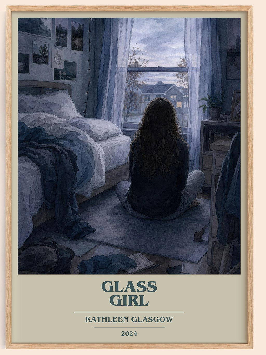Glass Girl book cover book poster by Kathleen Glasgow – framed literary art print
