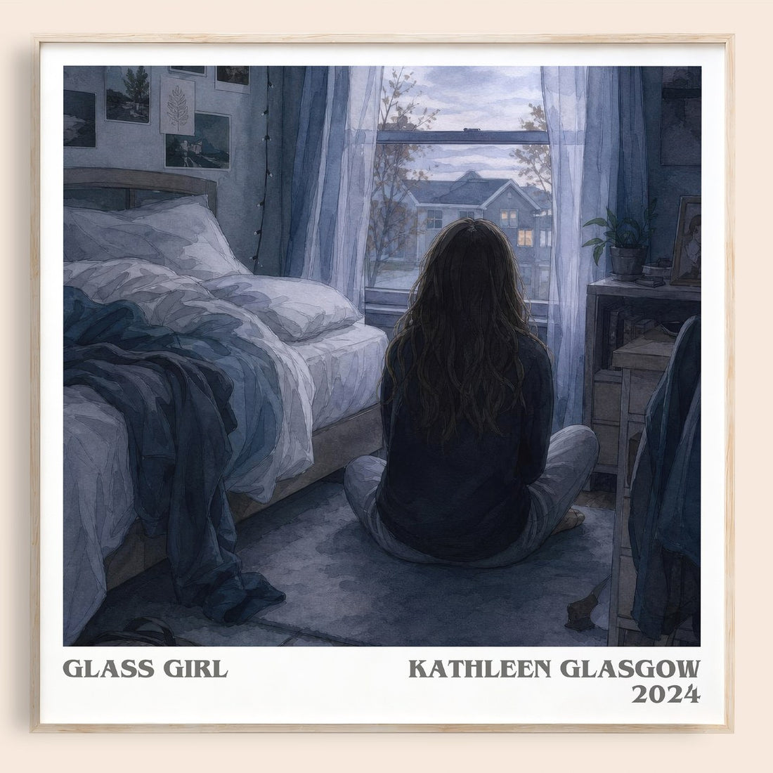 Glass Girl literary book poster by Kathleen Glasgow – framed literary art print