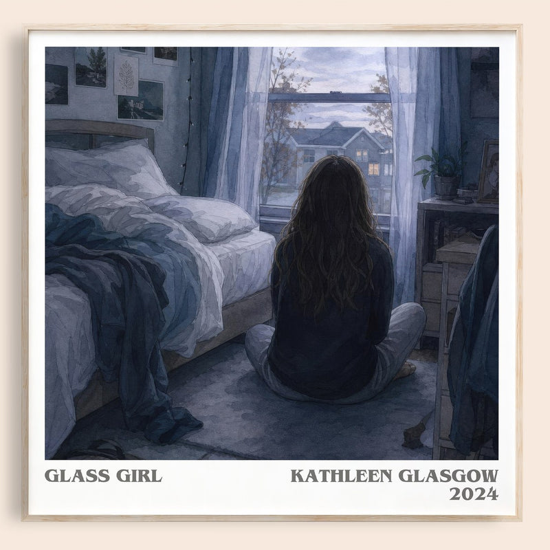 Glass Girl literary book poster by Kathleen Glasgow – framed literary art print