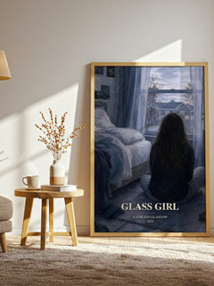Glass Girl watercolour print in frame leaning in hallway – young adult wall art