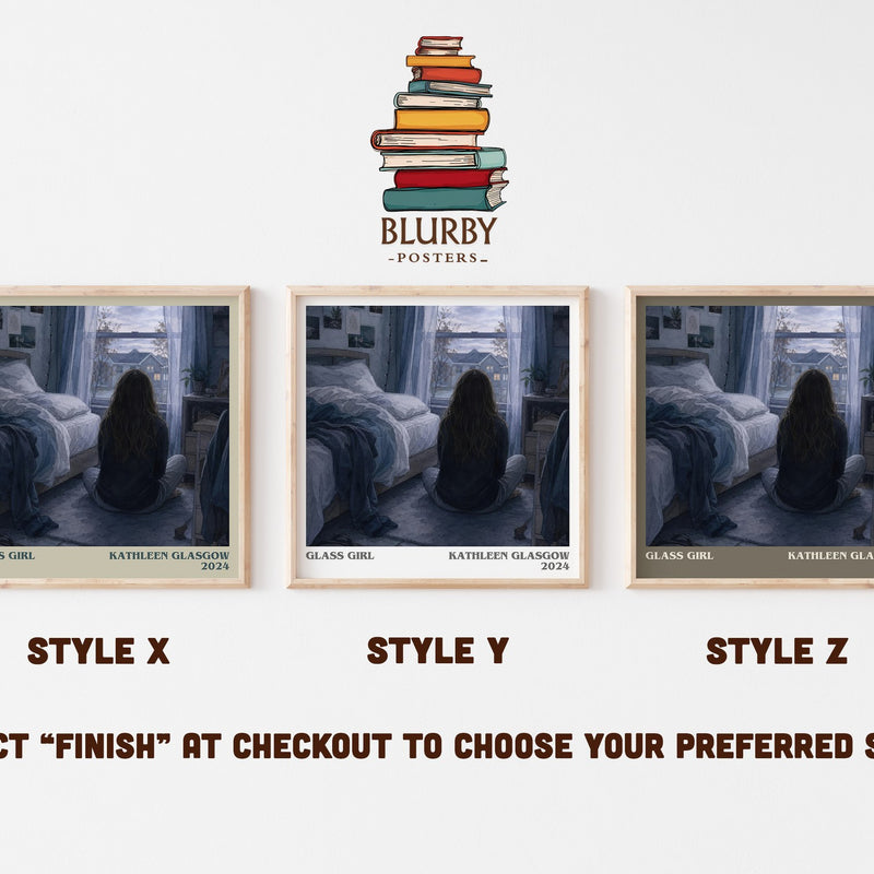 Glass Girl literary print in frame leaning in hallway – young adult wall art