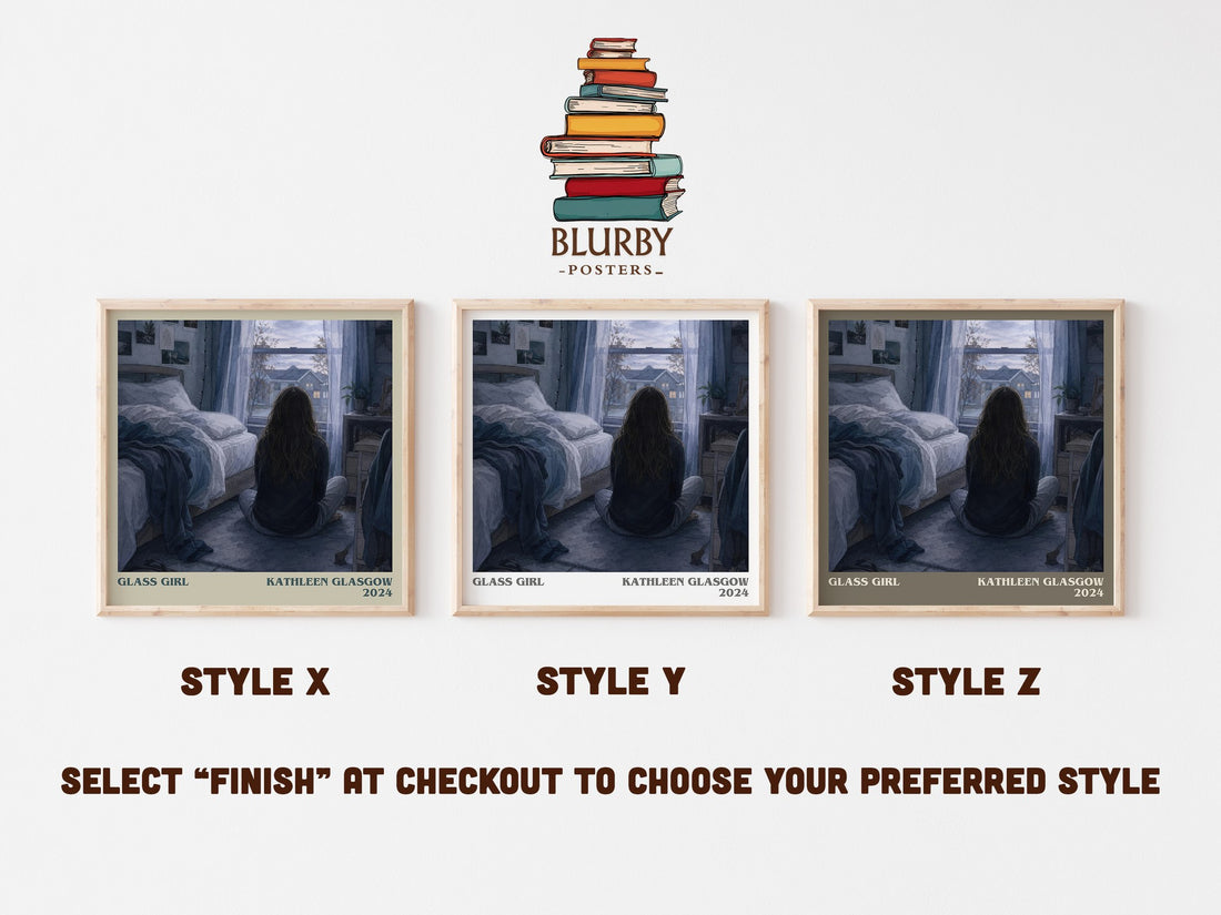 Glass Girl literary print in frame leaning in hallway – young adult wall art (mockup)
