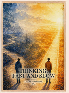 Thinking, fast and slow watercolour book poster by Daniel Kahneman – framed literary art print