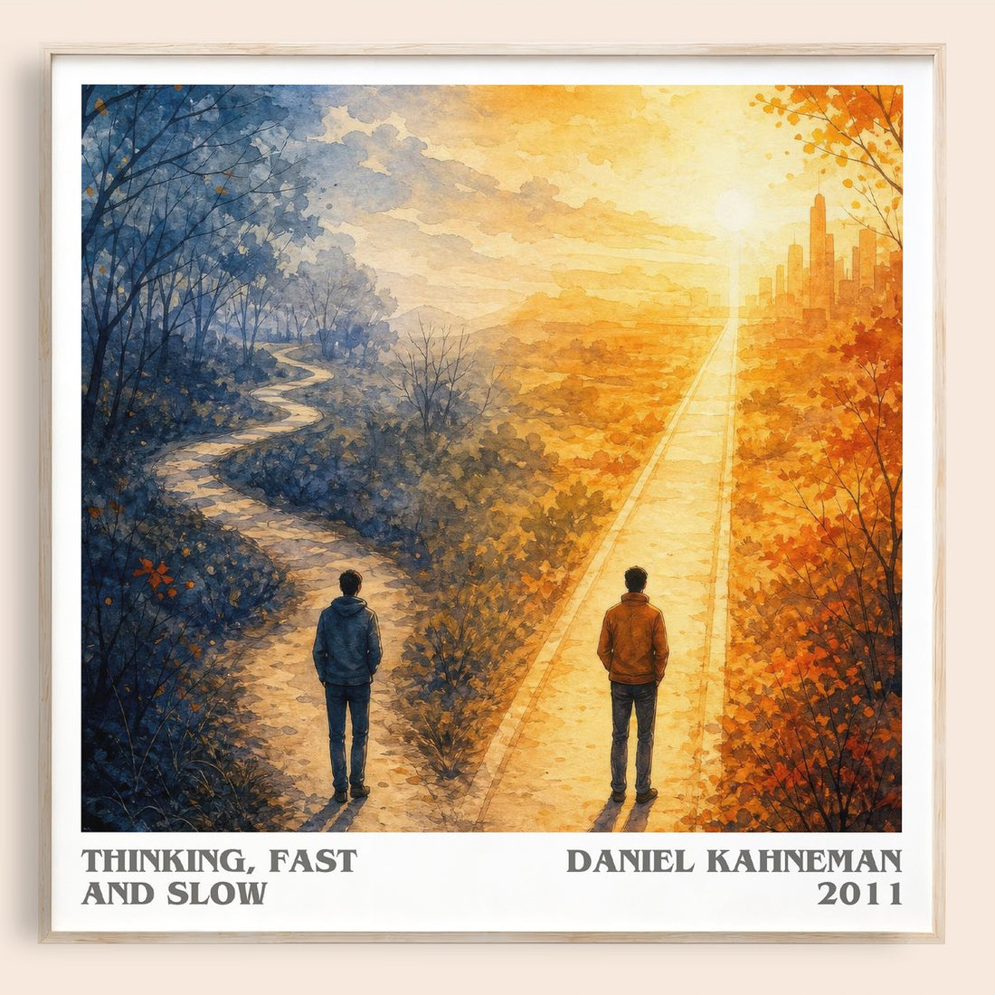Thinking, fast and slow literary book poster by Daniel Kahneman – framed literary art print