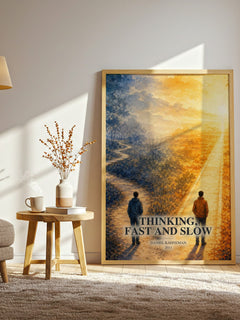 Thinking, fast and slow watercolour print in frame leaning in hallway – non fiction wall art