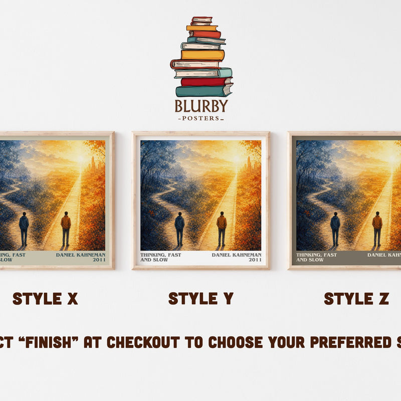 Thinking, fast and slow literary print in frame leaning in hallway – non fiction wall art