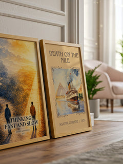 Thinking, fast and slow watercolour print framed by window – literary home decor