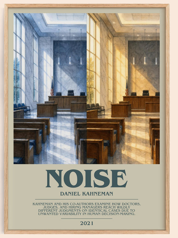 Noise bookish book poster by Daniel Kahneman – framed literary art print