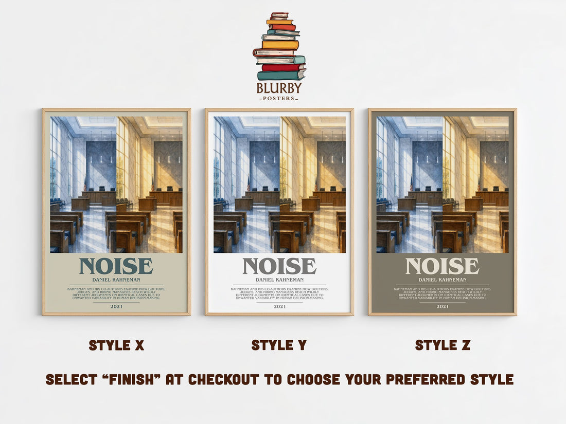 Noise bookish print in frame leaning in hallway – non fiction wall art (mockup)