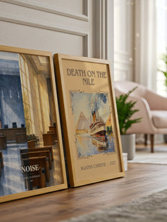 Noise watercolour print framed by window – literary home decor
