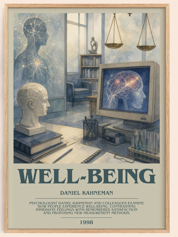 Well-being bookish book poster by Daniel Kahneman – framed literary art print