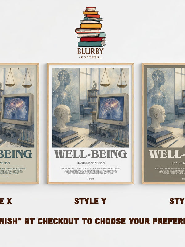 Well-being bookish print in frame leaning in hallway – non fiction wall art