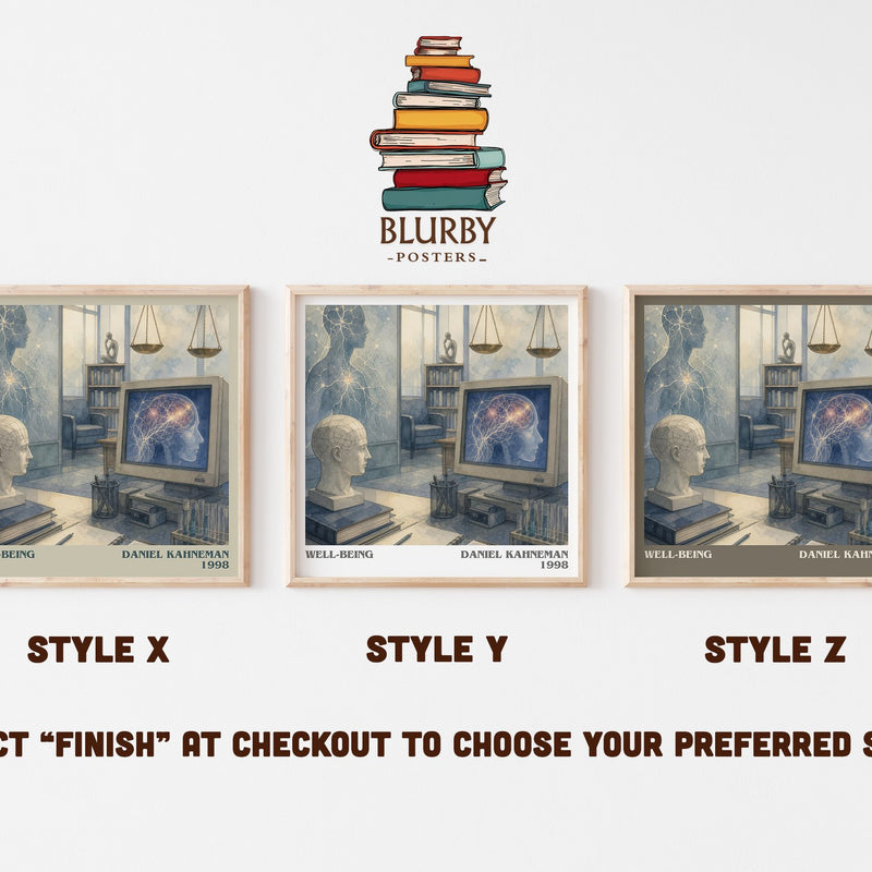 Well-being literary print in frame leaning in hallway – non fiction wall art