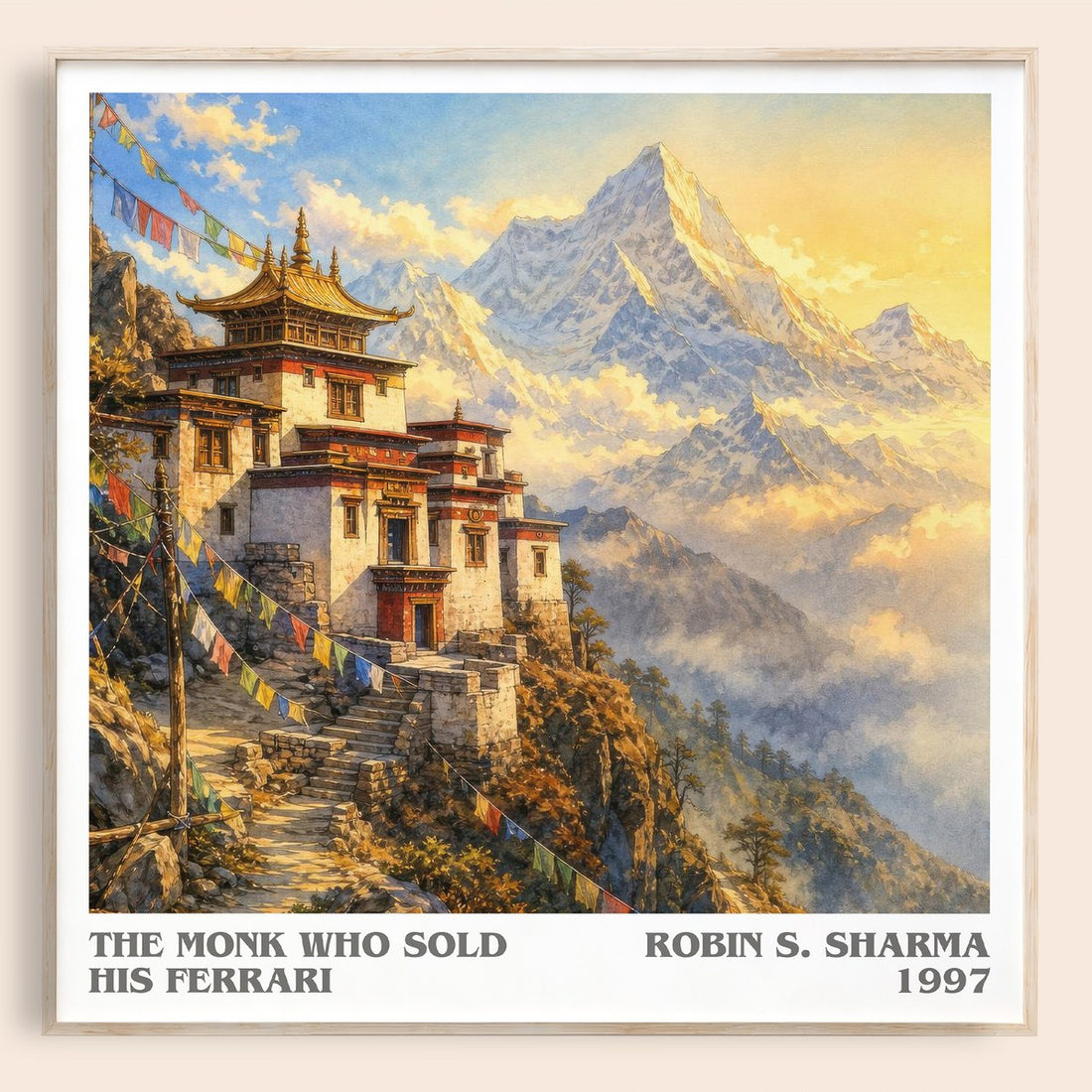 The Monk Who Sold His Ferrari literary book poster by Robin S. Sharma – framed literary art print