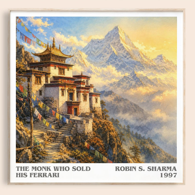 The Monk Who Sold His Ferrari literary book poster by Robin S. Sharma – framed literary art print