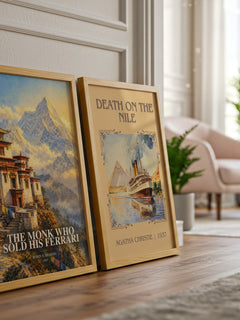 The Monk Who Sold His Ferrari watercolour print framed by window – literary home decor